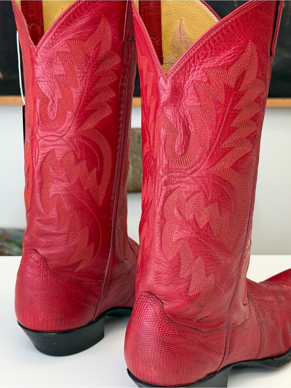 Panhandle Slim Vintage Red Leather Cowboy Boots Size 6.5 - Picture 6 of 8